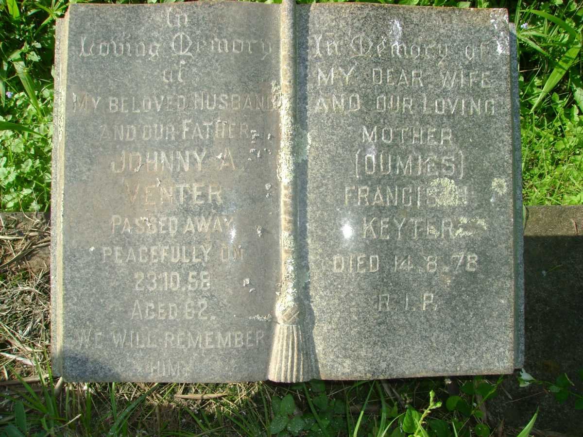 VENTER Johnny A. 1958 &amp; Francis H. Keyter -1978