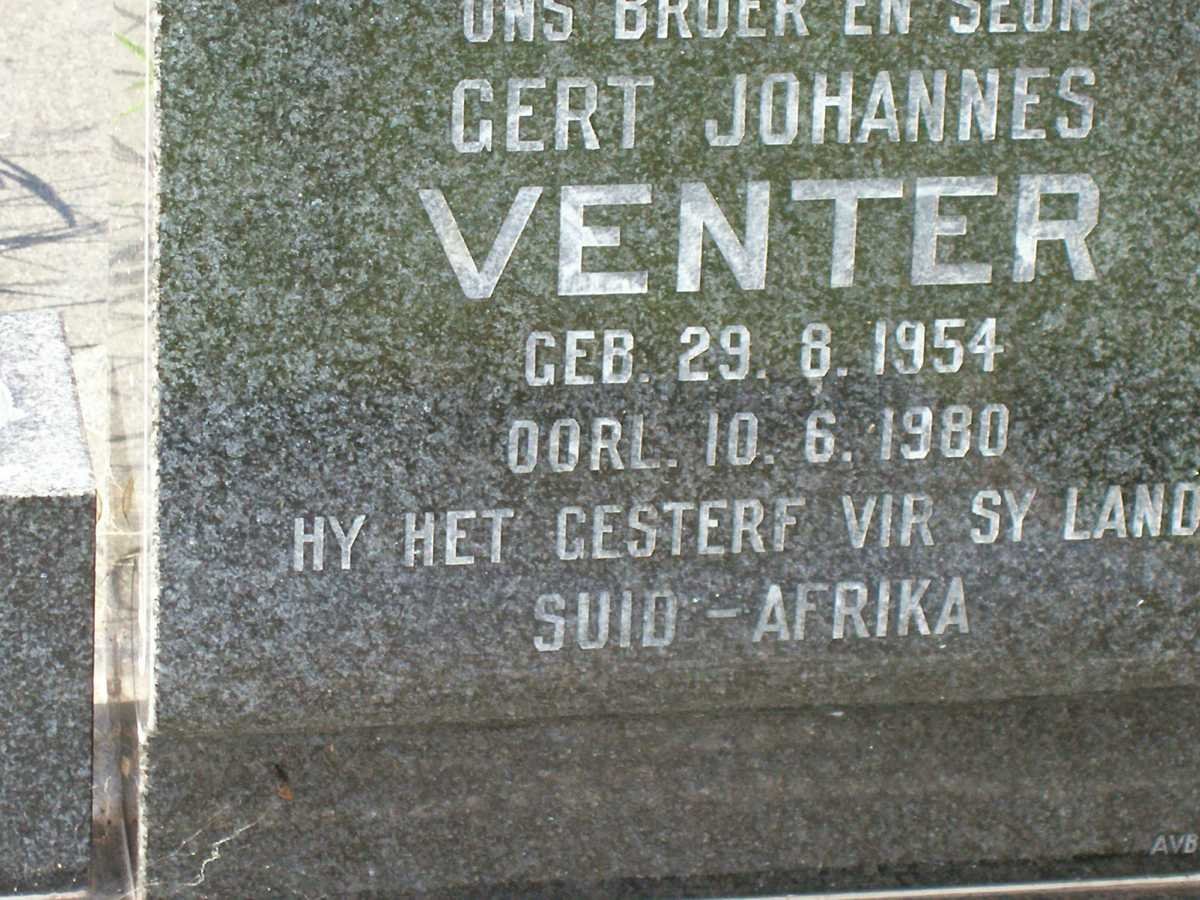VENTER Gert Johannes 1954-1980