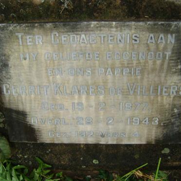 VILLIERS Gerrit Klares, de 1877-1943