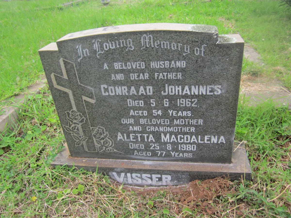 VISSER Conraad Johannes  -1962 &amp; Aletta Magdalena  -1980