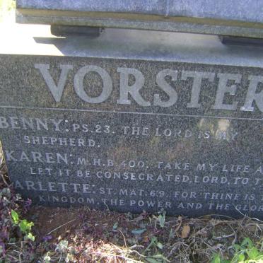 VORSTER Lodewyk Benjamin 1920-1970 &amp; Lydia Maria 1926-1950