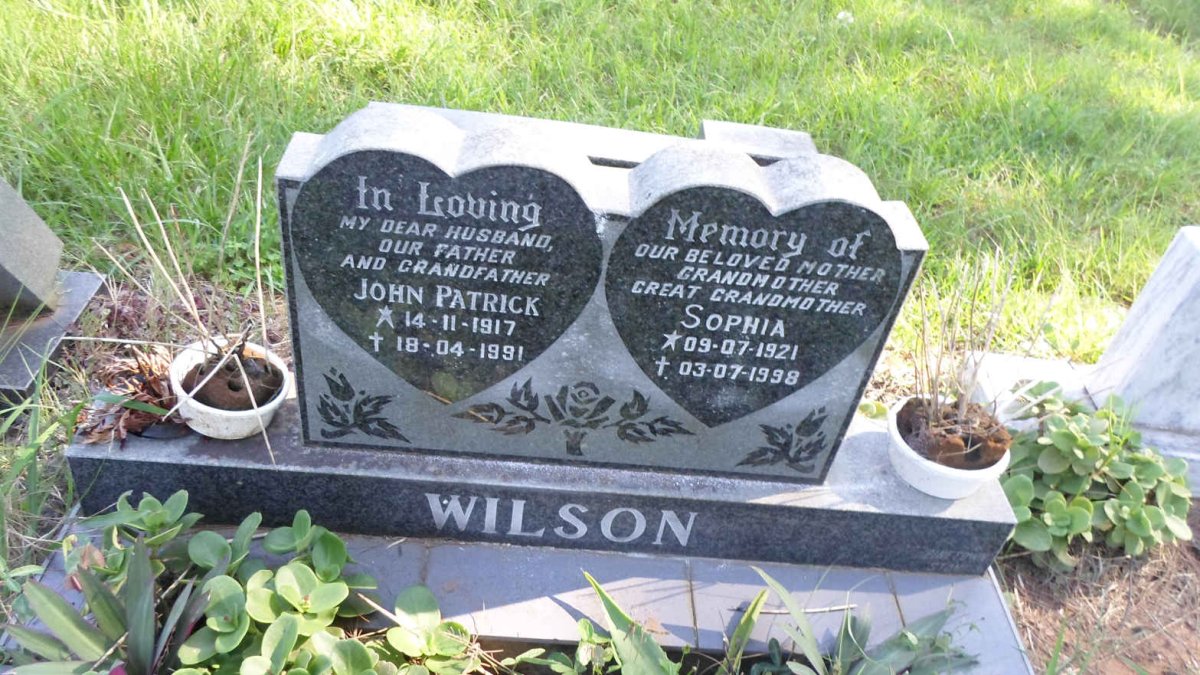 WILSON John Patrick 1917-1991 &amp; Sophia 1921-1998
