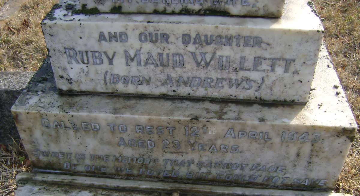 WILLETT Ruby Maud nee ANDREWS -1943