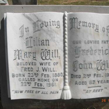 WILL Frederick John -1964 &amp; Mary 1880-1961