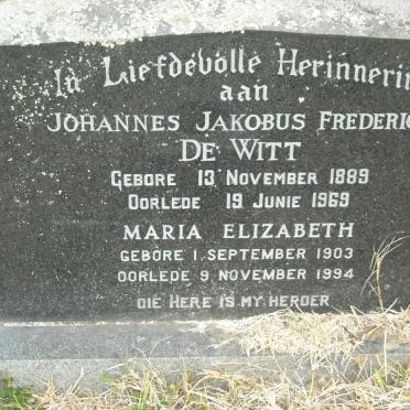 WITT Johannes Jakobus Frederick, de 1889-1969 &amp; Maria Elizabeth 1903-1994