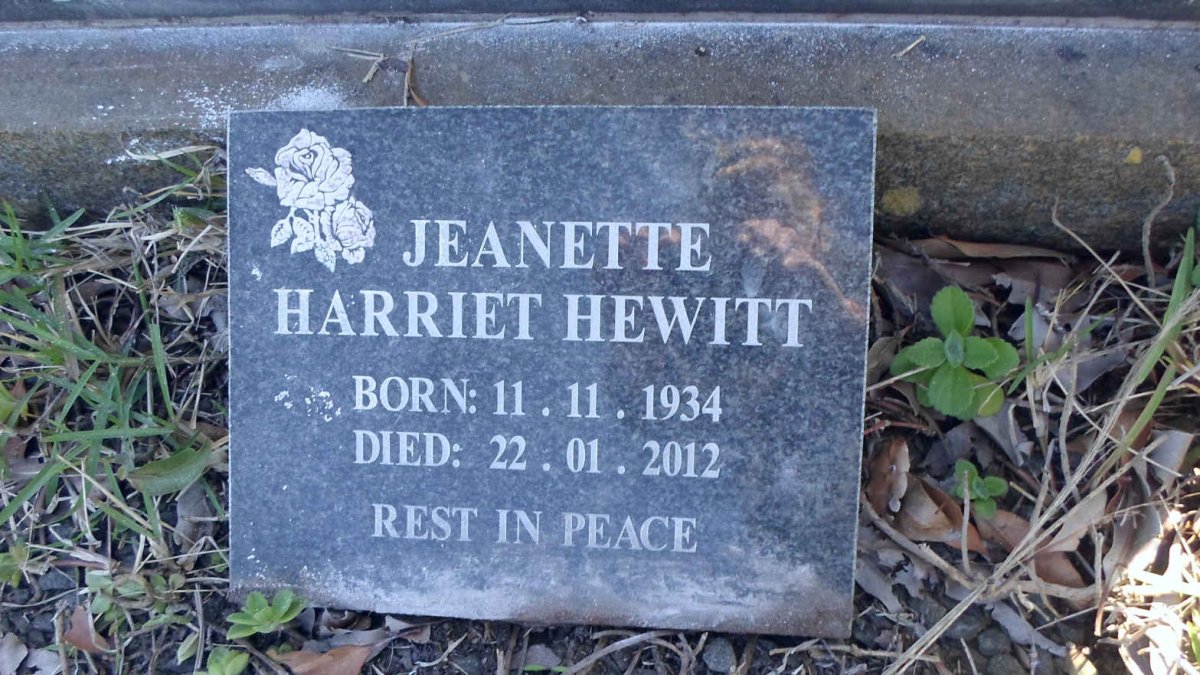 HEWITT Jeanette Harriet 1934-2012