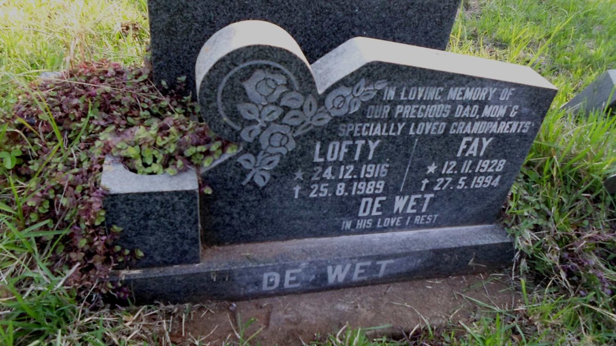 WET Lofty, de 1916-1989 &amp; Fay 1928-1994