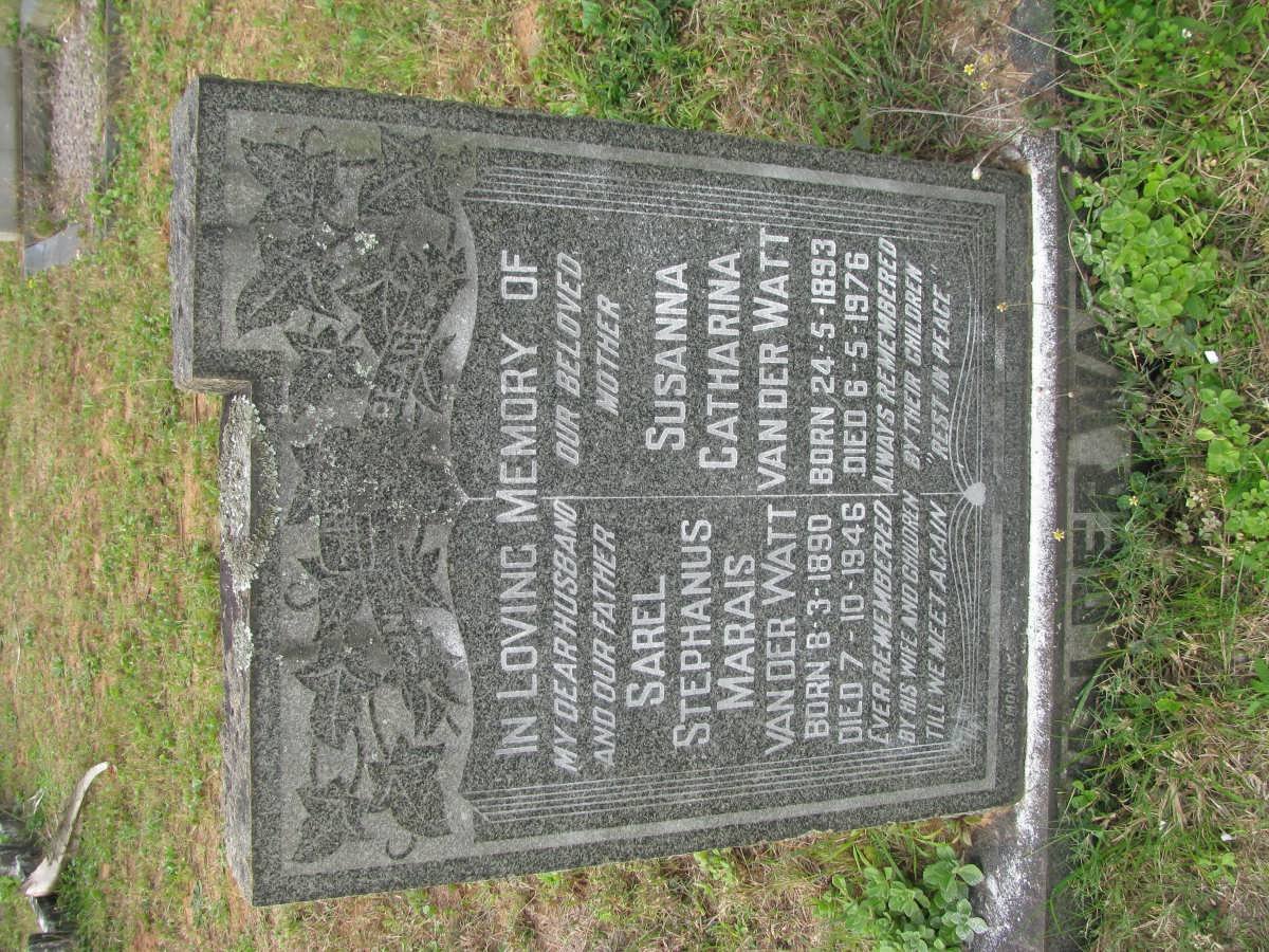 WATT Sarel Stephanus Marais, van der 1890-1946 &amp; Susanna Catharina 1893-1976