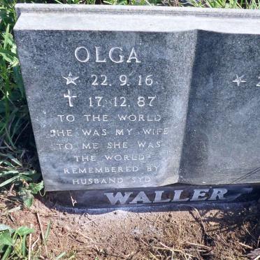 WALLER Syd 1915- &amp; Olga 1916-1987