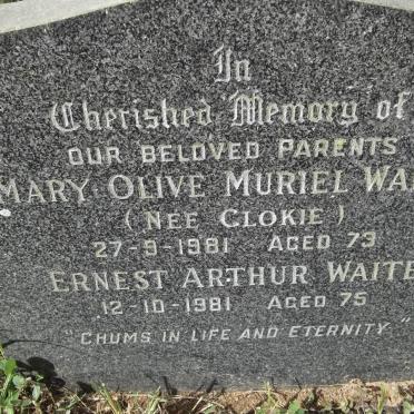 WAITE Ernest Arthur -1981 &amp; Mary Olive Muriel nee CLOKIE -1981 :: WAITE Terry -1984