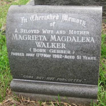 WALKER Magrieta Magdalena nee GERBER  -1962