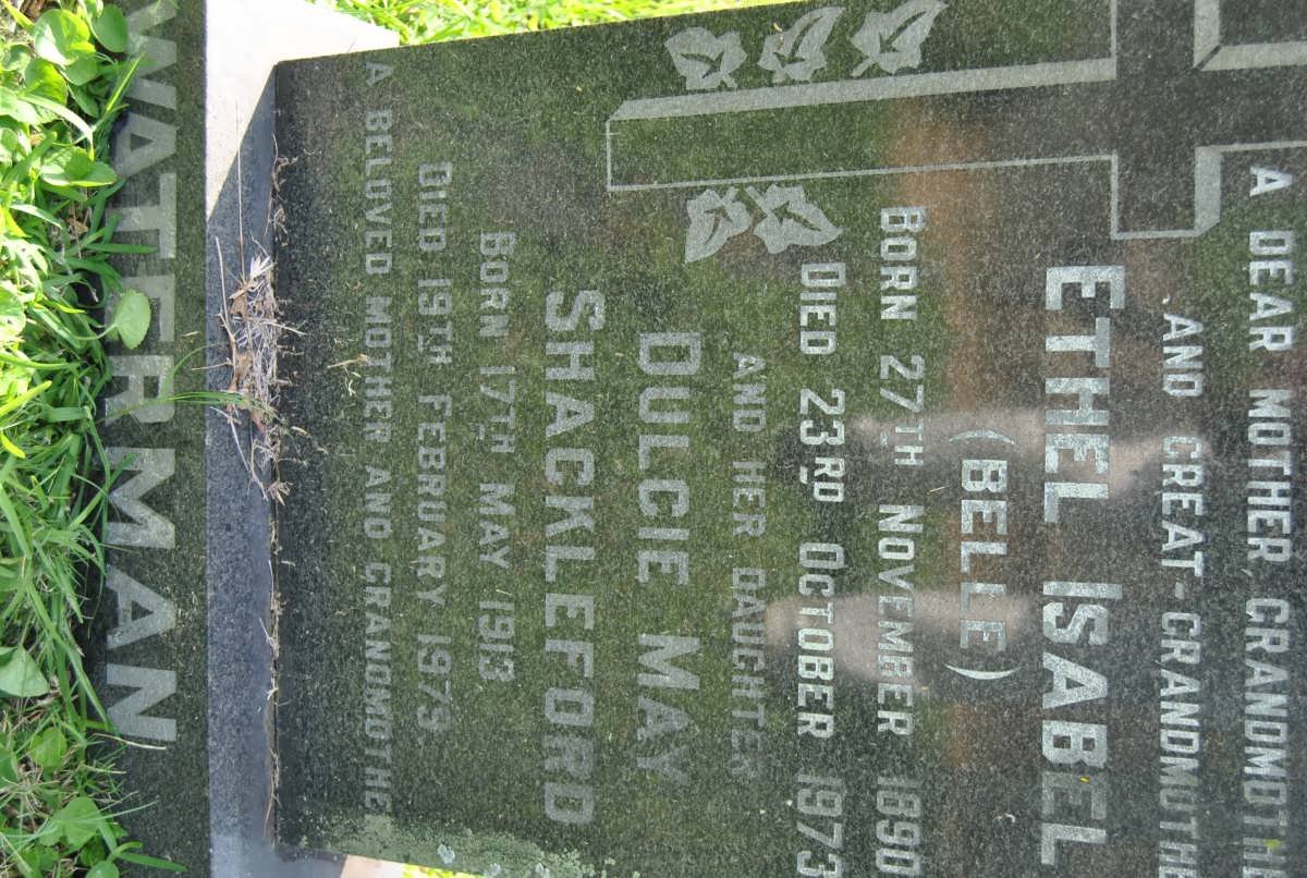 WATERMAN Ethel Isabel 1890-1973 :: SHACKLEFORD Dulcie May 1913-1979