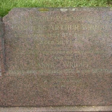WRIGHT Charles Arthur -1953 &amp; Annie -1960 :: WRIGHT Bernard Edgar 1912-1998 &amp; Florence Elizabeth -1974