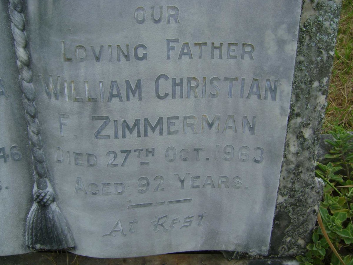 ZIMMERMAN William Christian F. -1963
