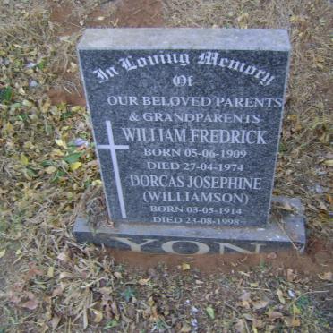 YON William Fredrick 1909-1974 &amp; Dorcas Josephine WILLIAMSON 1914-1998