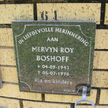 BOSHOFF Mervyn Roy 1943-1998