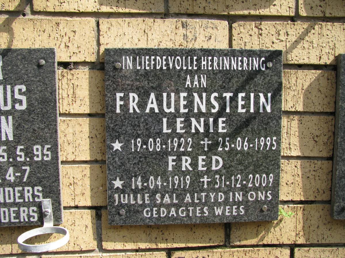 FRAUENSTEIN Fred 1919-2009 &amp; Lenie 1922-1995