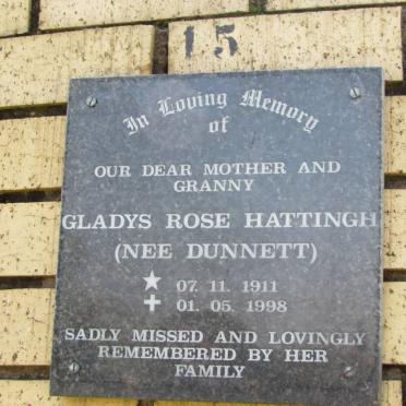 HATTINGH Gladys Rose nee DUNNETT 1911-1998