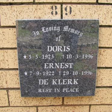 KLERK Ernest, de 1922-1996 &amp; Doris 1923-1996