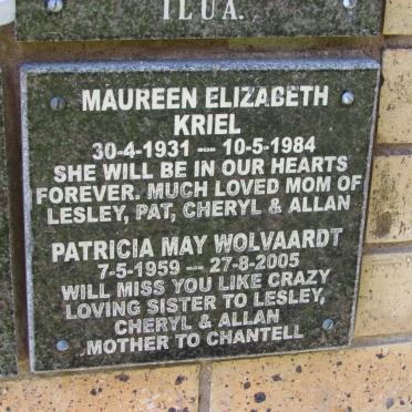 KRIEL Maureen Elizabeth 1931-1984 :: WOLVAARDT Patricia May 1959-2005