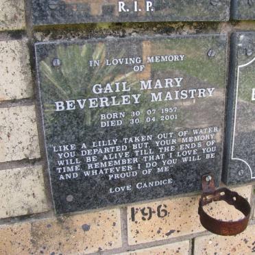 MAISTRY Gail Mary Beverley 1957-2001