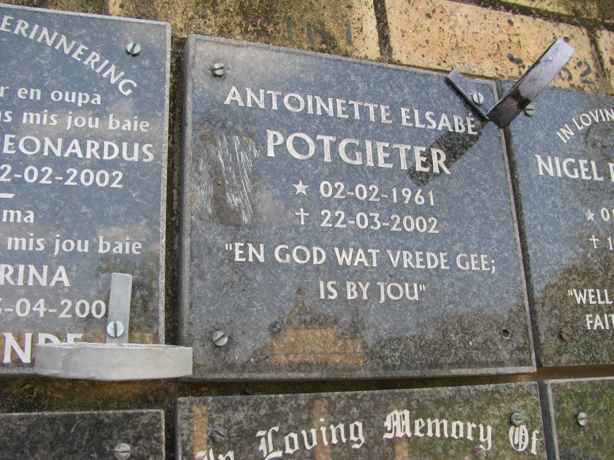POTGIETER Antoinette Elsabe 1961-2002