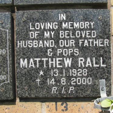 RALL Matthew 1928-2000