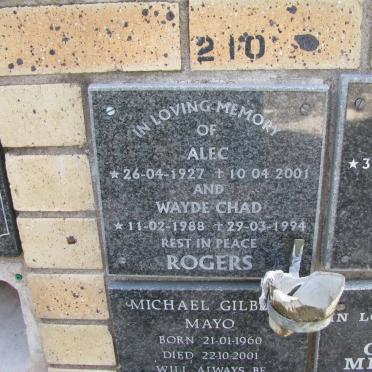 ROGERS Alec 1927-2001 :: ROGERS Wayde Chad 1988-1994