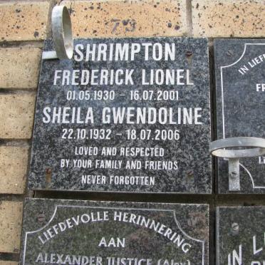 SHRIMPTON Frederick Lionel 1930-2001 &amp; Sheila Gwendoline 1932-2006