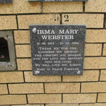 WEBSTER Irma Mary 1912-1999