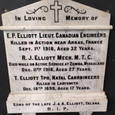 ELLIOTT E.P. -1918 :: ELLIOTT R.J. -1918 :: ELLIOTT T. -1899