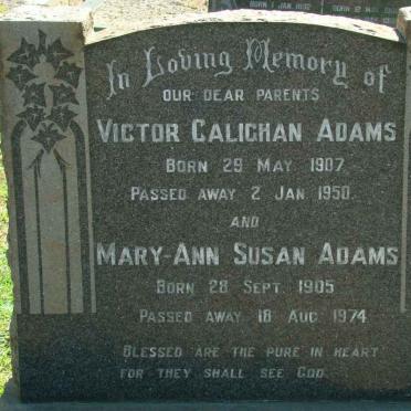 ADAMS Victor Calighan 1907-1950 &amp; Mary-Ann Susan 1905-1974