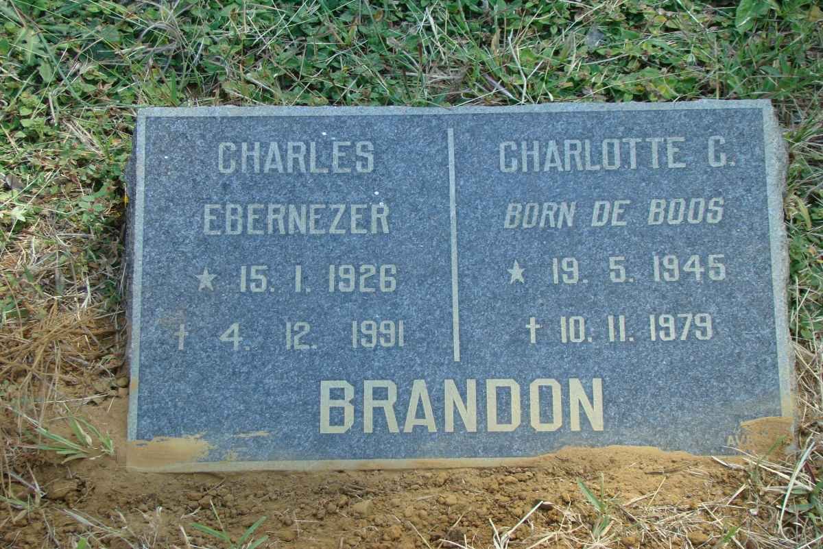 BRANDON Charles Ebernezer 1926-1991 &amp; Charlotte C. DE BOOS 1945-1979