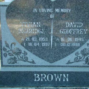 BROWN David Geoffrey 1945-1998 &amp; Vivian Berridge 1953-1997