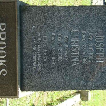 BROOKS Joseph 1886-1956 &amp; Christina PIENAAR 1888-1956