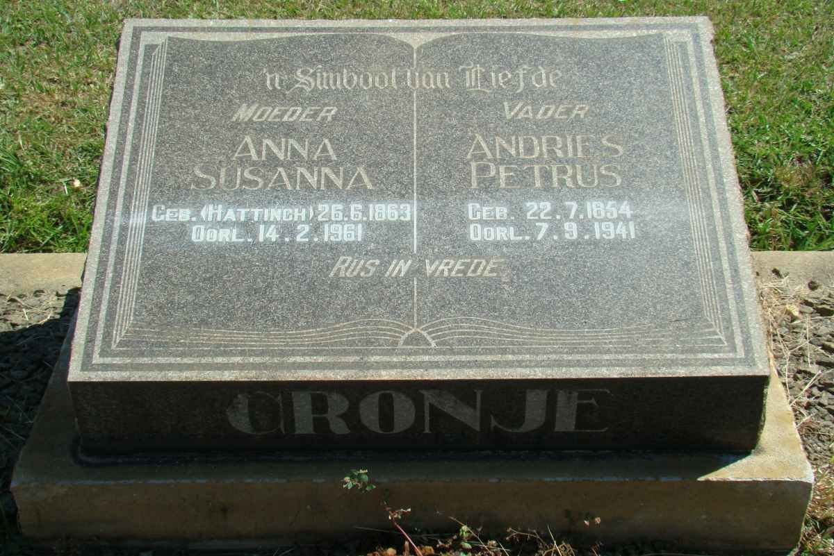 CRONJE Andries Petrus 1854-1941 &amp; Anna Susanna HATTINGH 1863-1961
