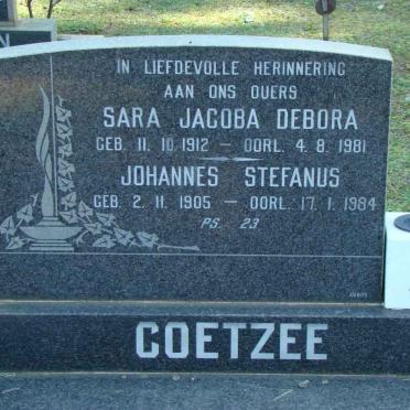 COETZEE Johannes Stefanus 1905-1984 &amp; Sara Jacoba Debora 1912-1981