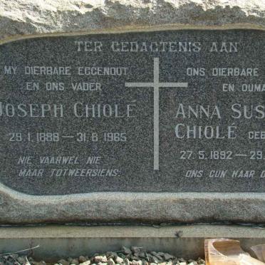 CHIOLE Joseph 1888-1965 &amp; Anna Susanna CRONJE 1892-1976