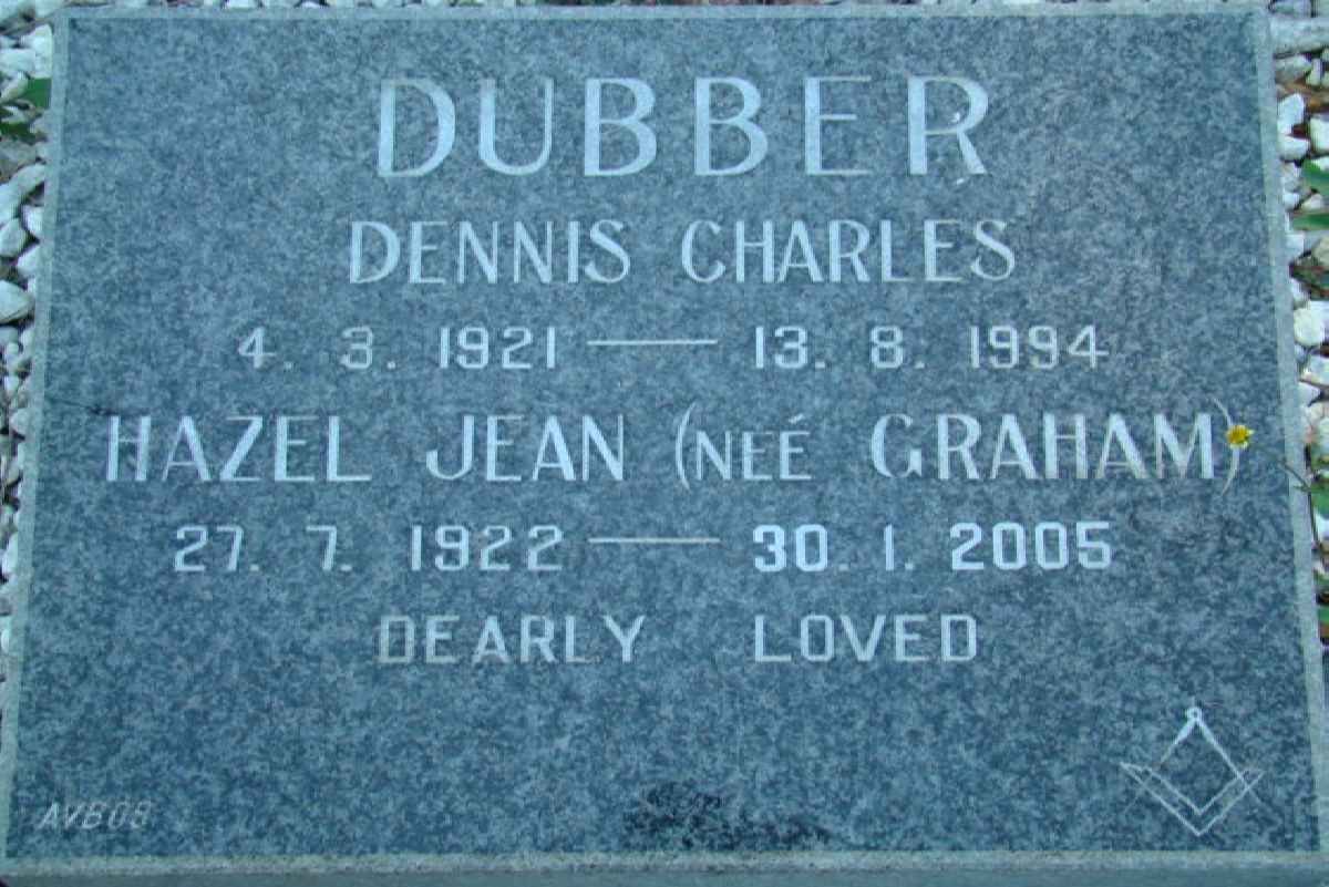 DUBBER Dennis Charles 1921-1994 &amp; Hazel Jean GRAHAM 1922-2005