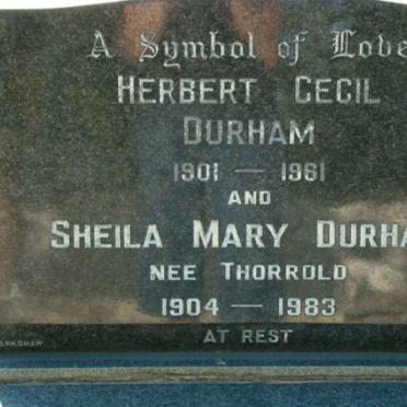 DURHAM Herbert Cecil 1901-1961 &amp; Sheila Mary THORROLD 1904-1983