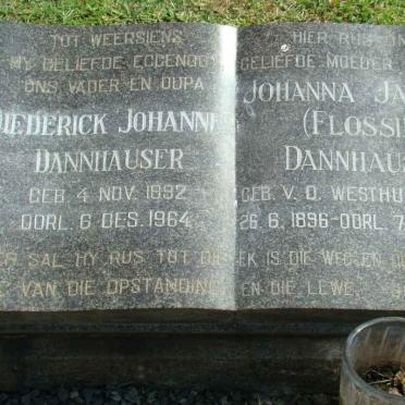 DANNHAUSER Frederick Johannes 1892-1964 &amp; Johanna Jacoba VAN DER WESTHUYZEN 1896-1994