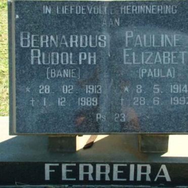 FERREIRA Gerhardus Rudolph 1913-1989 &amp; Pauline Elizabeth 1914-1997