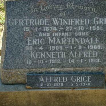 GRICE Alfred 1876-1970 &amp; Gertrude Winifred 1874-1951 :: GRICE Eric Martindale 1908-1909 :: GRICE Kenneth Alfred 1912-1913