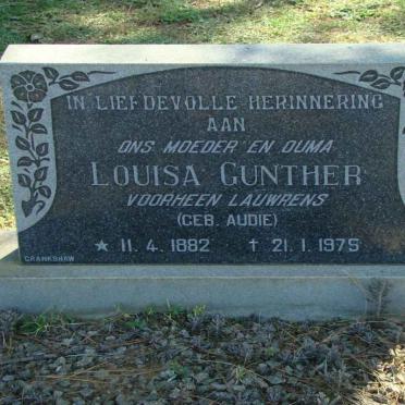 GUNTHER Louisa formerly LAUWRENS nee AUDIE 1882-1975
