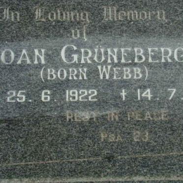 GRUNEBERG Joan nee WEBB 1922-1992