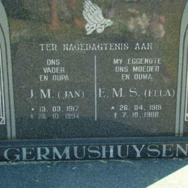 GERMUSHUYSEN J.M. 1917-1994 &amp; E.M.S. 1919-1988