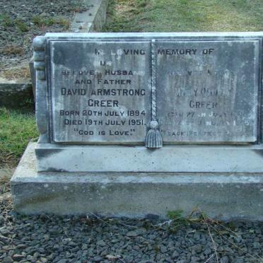 GREER David Armstrong 1894-1951 &amp; Mary ?