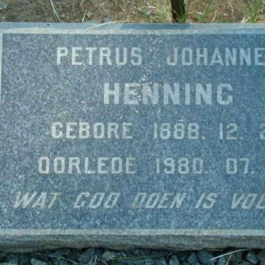 HENNING Petrus Johannes 1888-1980