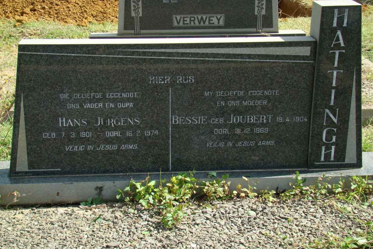 HATTINGH Hans Jurgens 1901-1974 &amp; Bessie JOUBERT 1904-1969