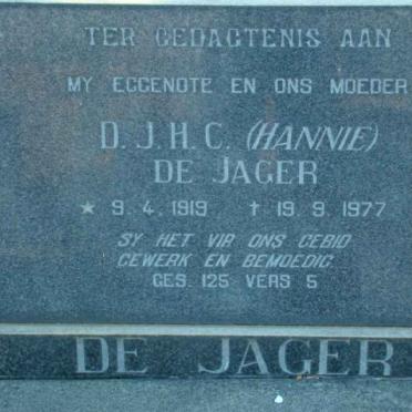 JAGER D.J.H.C., de 1919-1977